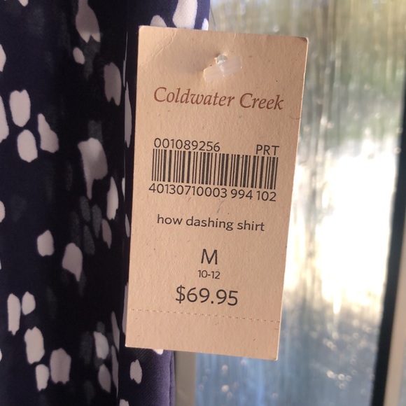 Navy and white print blouse - Picture 4 of 5